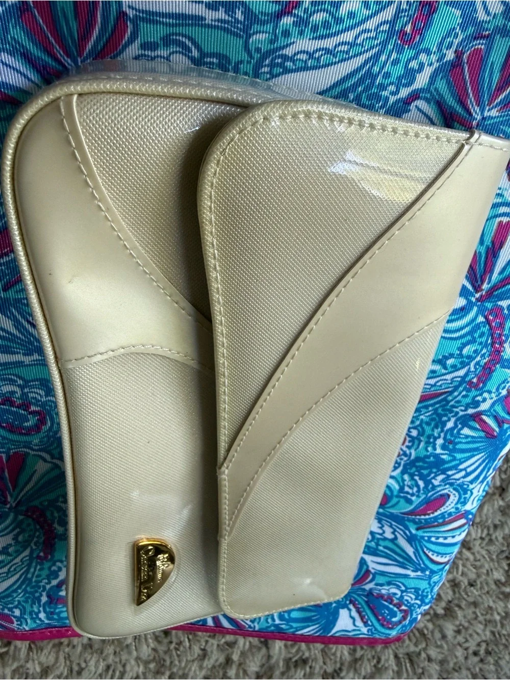 Vintage Christian Dior Parfums Cream Clutch Cosmetic Pouch Bag (NWOT)